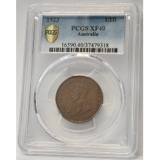 AUSTRALIA 1923 . HALF 1/2  PENNY . PCGS XF40